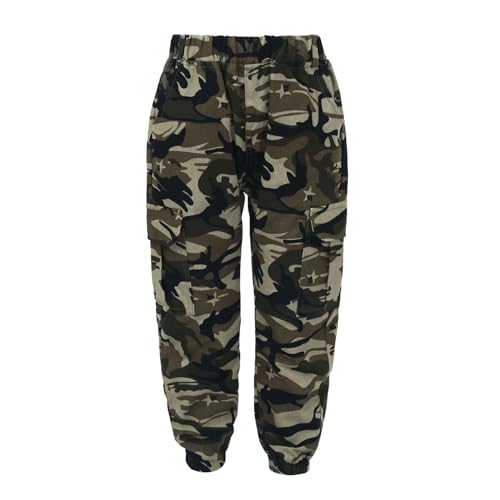 Boys Girls Joggers Cargo Pants with Pockets Kids Loose Fit Elastic Waist School Casual Trousers