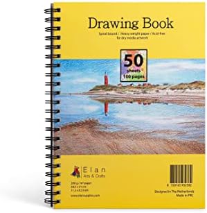 Elan Drawing Book A4, 50 Sheets 200gsm Paper, Drawing Pad A4, Acid-Free Paper Art Pad, Art Books, A4 Canvas Pad, Sketch Pad A4, A4 Sketchbook Made for Artists, A4 Drawingbook Perfect for Pencil Art