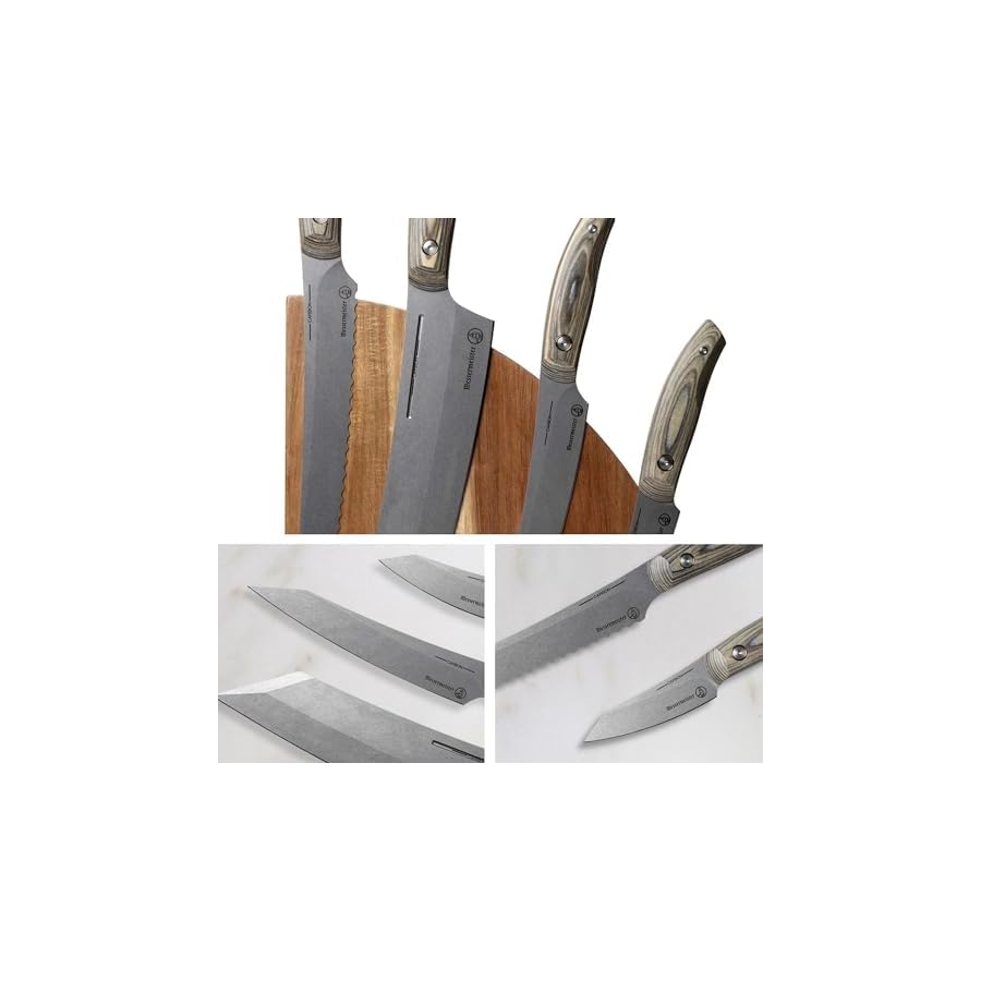 Messermeister-Carbon-5-Piece-Magnet-Knife-Block-Set-Bohler-K110-High-Carbon-Steel-with-a-Ceramic-Stonewash-Finish-Resin-Stabilized-Wood-Handles-Handcrafted-in-Maniago-Italy Messermeister Carbon 5-Piece Magnet Knife Block Set - Bohler K110 High Carbon Steel with a Ceramic Stonewash Finish - Resin-Stabilized Wood Handles - Handcrafted in Maniago, Italy