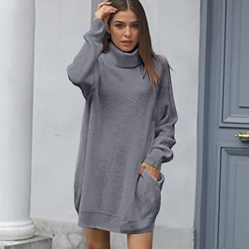 Robe longue en tricot col roulé coupe ample et confortable