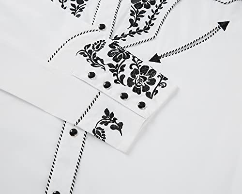 SALVAJE OESTE Embroidered Western Cowboy Shirts for Men Snap Button Long Sleeve Shirt with Western Cowboy Embroidery
