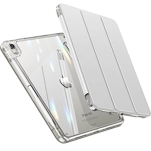 INFILAND Compatible with iPad Air 11 Inch Case M4/M3/M2 (2026/2025/2024), iPad Air 5th/4th Generation Case Cover (2022/2020) 10.9 inch with Crystal Clear Slim Back & Pencil Holder Silver