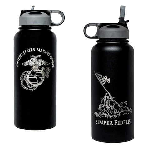 32oz USMC Stainless Steel Marine Corps Water Bottle - Double Wall Vacuum Insulated