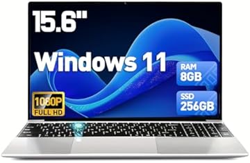 2025 Latest 15.6'' Laptop, 8GB RAM 256GB SSD, 12th Processor N95(3.4GHz), FHD Display, 8000mAh Battery, Backlit Keyboard, Compatible with Windows11, Fingerprint, Webcam, Mini-HDMI, WiFi5, TF Card Slot