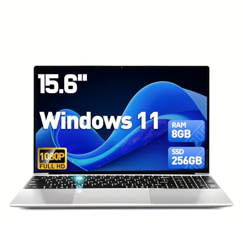 2025 Latest 15.6'' Laptop, 8GB RAM 256GB SSD, 12th Processor N95(3.4GHz), FHD Display, 8000mAh Battery, Backlit Keyboard, Compatible with Windows11, Fingerprint, Webcam, Mini-HDMI, WiFi5, TF Card Slot