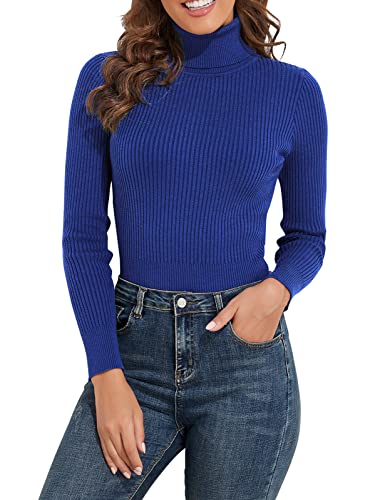 Image of PrettyGuide Women's Ribbed Turtleneck Long Sleeve Sweater Tops