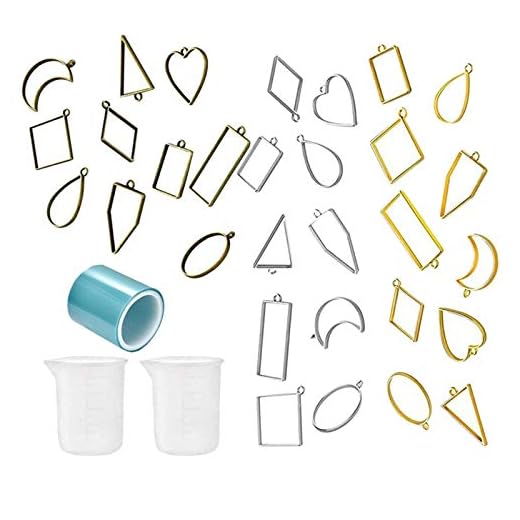 Öppna ramar för harts, ihåliga ram hängen Harts Craft bezels smycken formar för harts gjutning, halsband örhängen gör leveranser - 33PCS