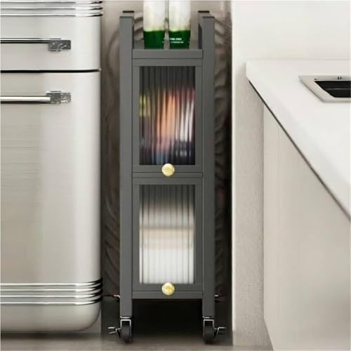 Narrow Metal Kitchen Storage Cabinet - Slim Pantry Utility Shelf & Dish Rack for Efficient Organization, Space-Saving Design for Small Kitchens