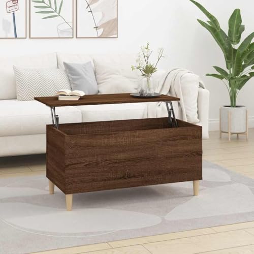 Table basse chêne marron gain de place pour optimiser les petits salons - 2