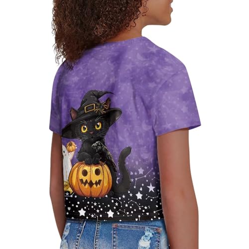 Image of Kids Crop Top Short Sleeve T-Shirts for Girls Size 5-14