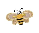 Small - Yellow Bumble Bee - Layered 3-D Wings - Beaded - Embroidered Iron on Patch