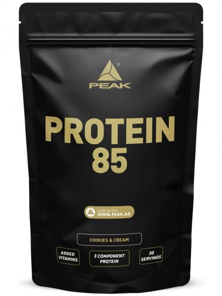 PEAK Protein 85-900g Geschmack Cookies & Cream I 30 Portionen I Pulver I Mehrkomponentenprotein I Proteinquelle: Sojaprotein, Casein, Weizenprotein I Vitaminzusatz