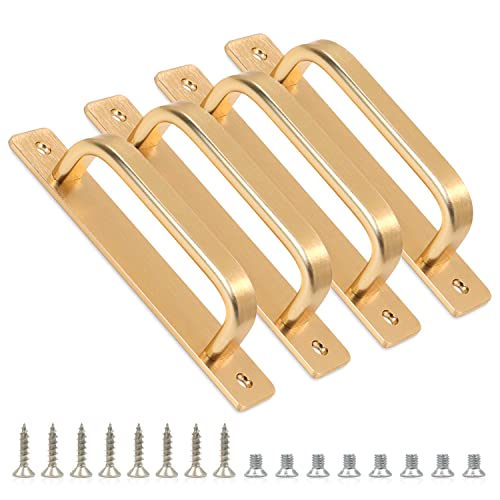 Recopilación y reviews de Puertas correderas armario del mes. 33 Tiradores de puerta de metal sólido dorado con placas y tornillos, 147 mm, aleación de aluminio sin perforaciones, tiradores para puerta corredera de granero, tiradores para...