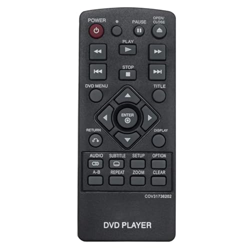 COV31736202 Remote Control for LG DVD Player in Living Rooms or Rooms, Size Approximately About 3 x 2 x 1 in, No Programming or Pairing Needed, Replacement Remote Compatible Models DP132 DP132NU