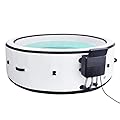 4-6 Person Inflatable Hot Tub with 6 Color Light Beads,Portable Air Jet Spa Outdoor Heater Blow Up Hottub 4 to 6 Person,Leak-Proof PVC Outdoor Spa Hot Tub with Insulated Cover and Heater Pump,81*28in
