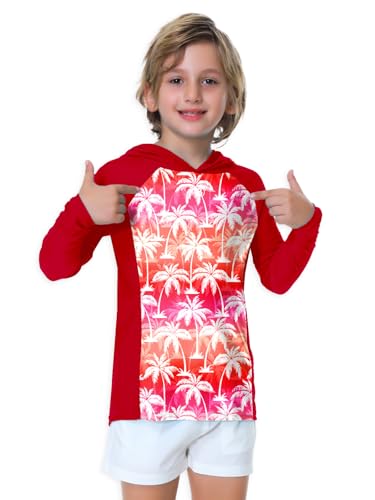 Image of AOBUTE Unisex Kids Long Sleeve Hoodie Rash Guard Boys UPF 50+ Swim Top with Thumb Hole 3-12 Years