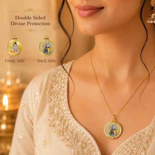 Image of DIVINITI 24K Gold Plated Double-Sided Religious Pendant with Premium Gift Box, Spiritual Locket for Men & Women, Devotional Jewellery for Gifting & Everyday Wear