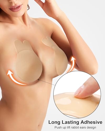 Sticky Bra Push Up 2 Pairs,Adhesive Bras Strapless Backless Bra for Women with Pasties3