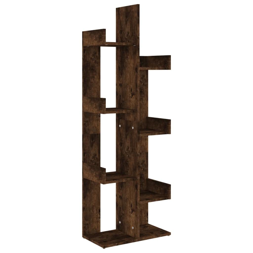 vidaXL Estantería Librería Estante Libros Archivador Biblioteca Almacenamiento Oficina Decoración Madera Contrachapada Roble Ahumado 48x25,5x140 cm