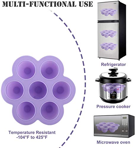 Image of 7PCS Silicone Egg Bites Mold Set with Steamer Rack for 6qt 8qt Instant Pot
