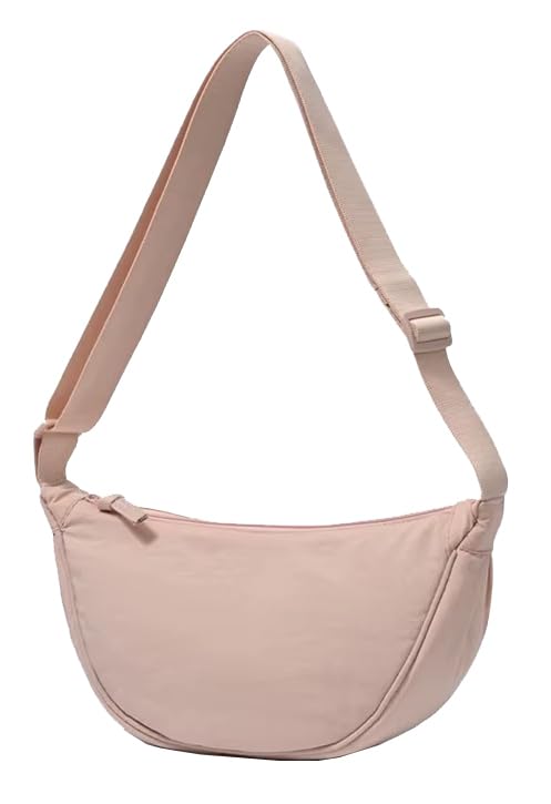 WILDHORN Crossbody Bag for Women & Men – Slim and Stylish Design, Luxury Nylon Fabric with Durable Zippers, Small Side Half-Moon Sling & Waist Bag, Unisex Chest Bag (Rose)