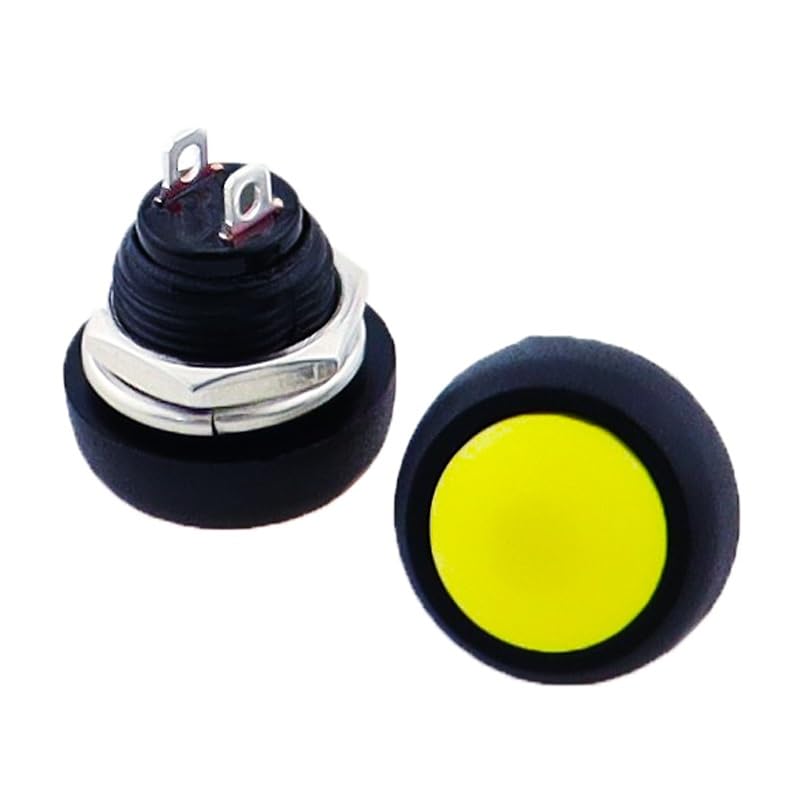 Bouton-poussoir momentané 12V 1A interrupteur étanche 12mm jaune sans verrouillage PBS-33b