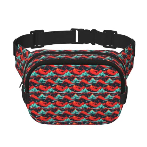 Sac banane carré Volcano Bloom double couche pour homme et femme voyage