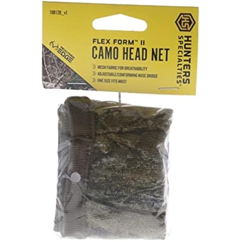 Hunters Specialties Lightweight Realtree Edge Camo Headnet with Adjustable Nose Bridge - Outdoor Turkey Hunting Gear Accessory