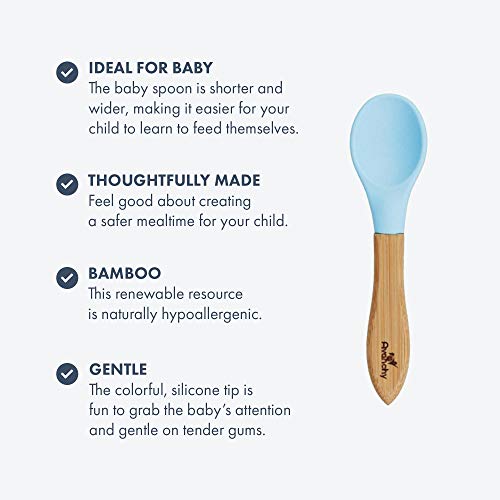 image for Avanchy Bamboo Baby Spoons - Bamboo and Silicone Baby Spoons - Baby Tr