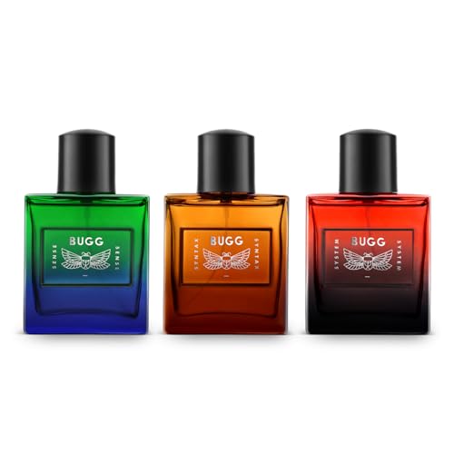 Image of BUGG Sense, System and Syntax By Riya Perfume | 50 ml Each | Pack of 3 | Long Lasting Fragrance | Oudh Scent | Ideal gift for Men | Eau De Parfum - 150 ml