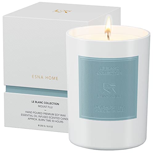 Esna Home Leblanc Mount Fuji Luxury Aromatherapy Scented Candles | Essential Oil All Natural Soy Candles Meditation Gifts For Women | 8.8Oz 50 Hours Votive White Candle | Decor For Home Scented #TOP14