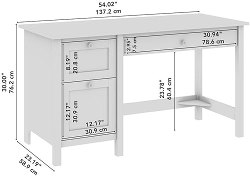 Miniatura 8 de Bush Furniture Mayfield - Escritorio para ordenador con cajones, 54 W, color blanco puro y gris