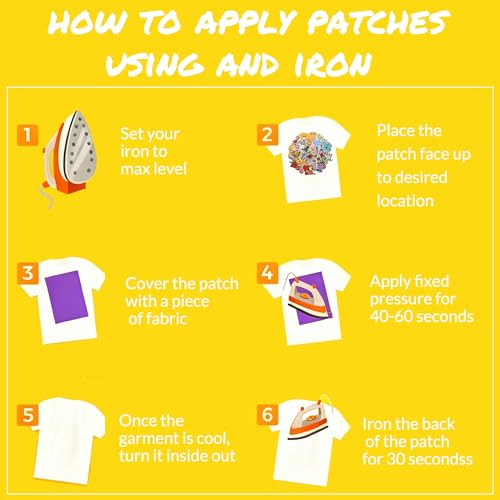 60pcs Random Assorted Styles Embroidered Patches, Bright Vivid Colors, Sew On/Iron On Patch Applique for Clothes, Dress, Hat, Jeans, DIY Accessories