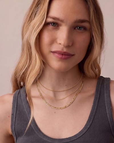 Image of Tewiky Layered Necklaces for Women 14k Gold Plated Chain Necklace Set