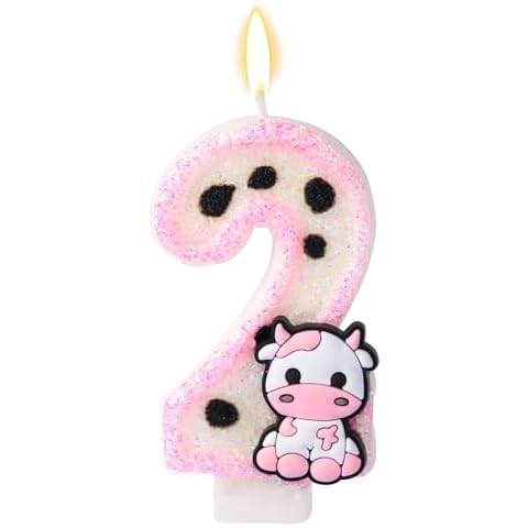 Cow Print Number 2 Birthday Candle Cover