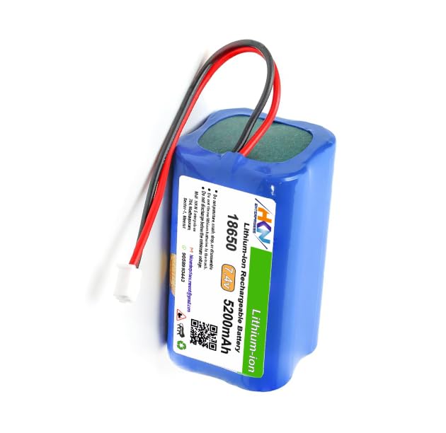 Image of HKN 7.4V 5200mAh Li-ion Rechargeable Battery Pack JST-XH 2.54 /2P Plug Lithium-ion Batteries for Electronics Products Toys Lighting, Bluetooth Speaker and Equipment (5200, Milliamps)