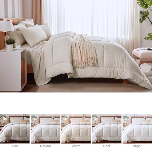 Newspin Twin Comforter Set Beige - Bed in a Bag Twin Size 5 Pieces, All Season Bed Set, Fluffy Comforter Set with Sheets, Sheet Set Quilt Blanket, Pillowcases & Shams by Newspin - Used condition - Image 7