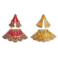 Set of 2 Laxmi Durga Devi MATA Dress poshak vastra Indian traditional Cloth lehanga Chunari Puja Item for Idol Statues for Indian Traditional Housewarming Festival Decoration (Size:- 3)
