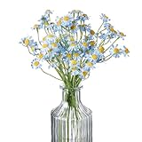 Smalldu Small Artificial Blue Daisy Flowers - 2 Bouquets (12 Stems), 10 Inch Fake Daisies for Spring Home Decor, Wedding, Party, Table Centerpiece (Vase Not Included)