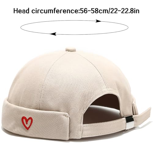 Image of XYIYI Mens Docker Cap Brimless Hats Skullcap Worker Sailor Cap Rolled Cuff Retro Beanie Hat