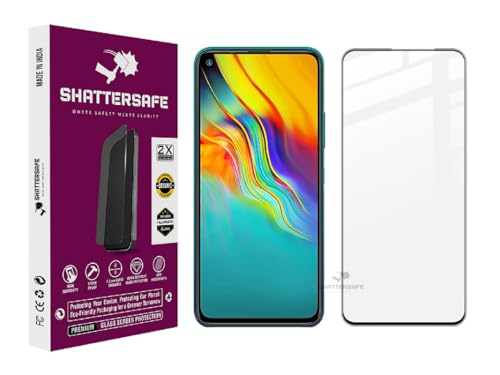 Image of Shattersafe Oleophobic Tempered Glass Screen Protector Compatible For Infinix Hot 9 [Pack of 1]. Edge To Edge Full Screen Protection With Easy Installation Kit & Case Friendly Fit.