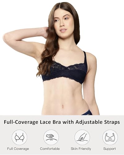 Image of LEADING LADY Women Bra | Non Padded | Non Wired | Full Coverage | T-Shirt Bra | Lace Style Adjustable Straps | Every Day Bra