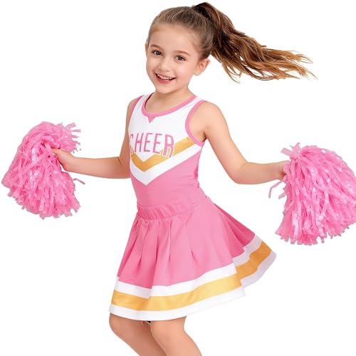 Disfraz de porrista para niñas, uniforme rosa miniatura 7