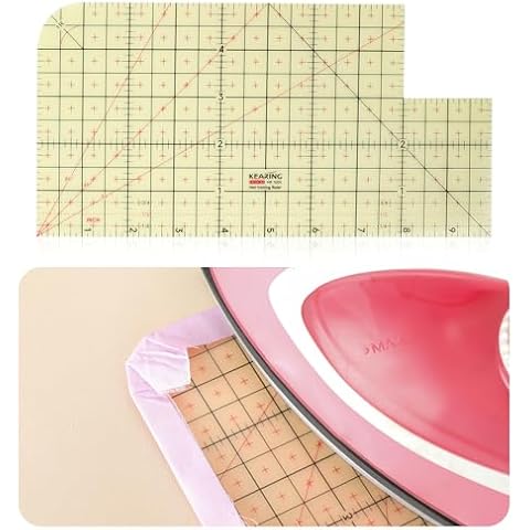 Thin Flexible Hot Hem Ruler Rounded Corner Ironing Ruler for Pocket All-in-one Ruler for Sewing Quilting Heat Resistant Non-Slip Hot Ruler Efficient Precise Sewing Tool Press with Dry or Steam Iron Cover