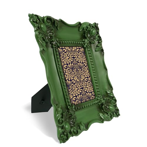 SIMON'S SHOP 4x6 Picture Frame for Wall and Tabletop, Vintage Photo Frames 4x6 wih Glass Cover, Rustic Green Photo Frame