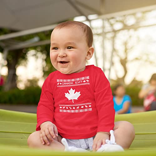 Old Glory Canadian Canada Eh Ugly Christmas Sweater Toddler Long Sleeve T Shirt2