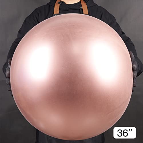 Image of PartyWoo Rose Gold Balloons 4pcs 36 Inch Metallic Chrome Rose Gold Balloons for Wedding Anniversary Sweet 16 Baby Shower Bridal Shower Bridgerton Floral Birthday Party Decorations Rose Gold-G107