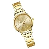 ANMITI 2 Elegante orologio da donna in tonalità oro sottile, design cinturino metallico, abbigliamento professionale/casual, comfort, elegante orologio da polso in lega, moderno BRACELETSwatch