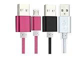 Kindle Powerline [3 Pack] 5-FT Cable Length iBarbe Nylon Braided Reversible Micro USB Cables High Sp