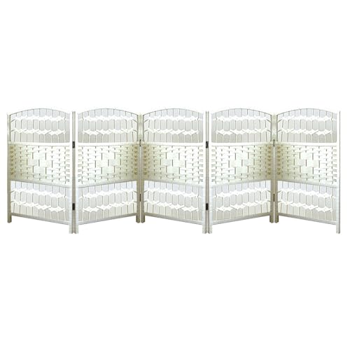 Cloison de séparation Courte, paravent Pliable à 4/5/6 Panneaux, Design Creux en Haut et en Bas, for Chambre d'enfant ou Studio(Beige,50x30cm-5panel)